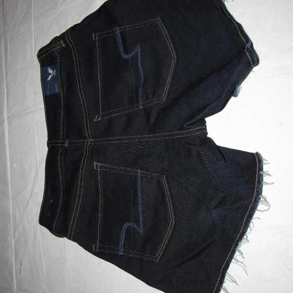 AMERICAN EAGLE Hi-Rise Shortie Shorts Dark Wash 4 - Picture 2 of 4